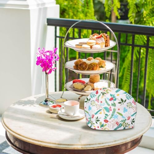 Image of Vintage Tea Cozies, Nature Cotton Tea Pot Warmer, Teapot Dust Proof Insulated Covers Tea Kettle Quilt for Kitchen Home Table Hotel Tea Party Restaurant (Cherry 2)