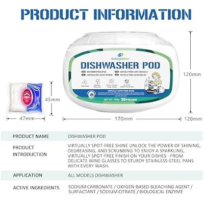 Dishwasher Pods 30 Count, Scrubbing Power, No Pre-Rinse Dishwasher Detergent Soap Removes Burnt-On Stain