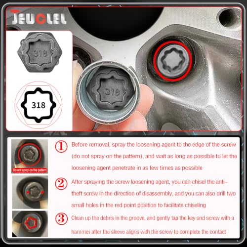 Image of 318 Wheel Locking Nut Key for Mercedes Benz, Lug Nut Removal Tool