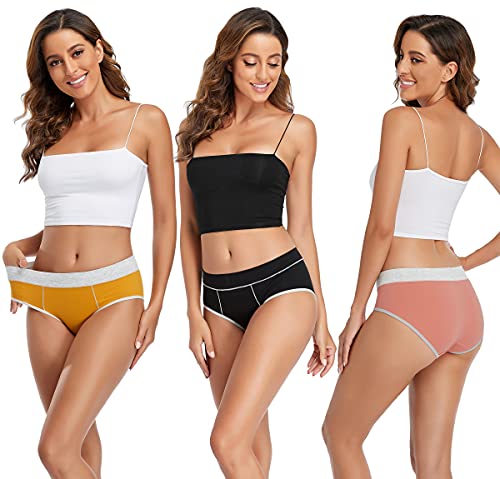 Image of Cotton Underwear for Women Mid Rise Hipster Panties Full Briefs Stretchy Ladies Full Coverage Panties