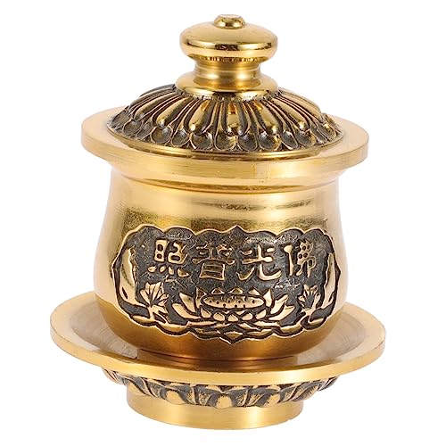 ULTECHNOVO Coppa Per L’offerta Dell’acqua Buddista in Rame Massiccio Da 5 Cm, Tazza Rituale Per Tempio e Utilizzo Domestico, Contenitore D’acqua Per Cerimonie Religiose