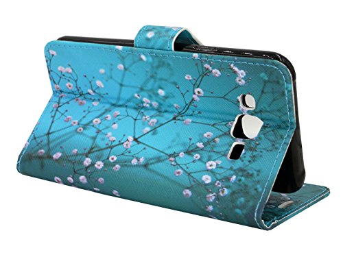 Galaxy J7 Case, Mstechcorp, Unique Design Flip Pu Leather Fold Wallet Pouch Case Premium Wallet Flip Case For Samsung Galaxy J7 Phone - Includes Accessories (Blooming Teal) #TOP3