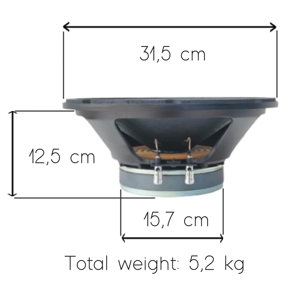 KIT SET PER CIARE HW321, 1 woofer da 30 cm 300 mm 12", 150 watt rms 400 watt max, impedenza 8 ohm, sospensione in gomma, sensibilità 93 db, per casa, 1 pezzo