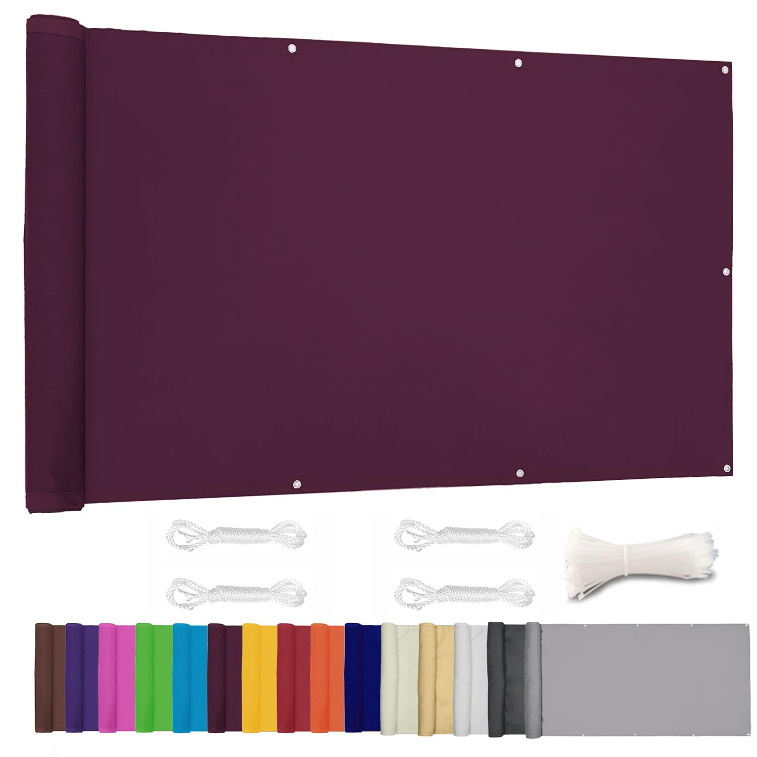 ZHhan Balcony Privacy Screen for Backyard Deck Patio Balcony Fence Porch Sun Shade PVC UV Protection Sun Wind 8 Days Delivered 11 Colors 195 Sizes 420D Wine Red — image 1