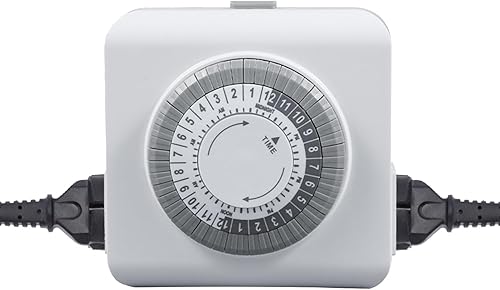 BSEED Toma de temporizador, temporizador de luz para iluminación interior, enchufe de temporizador de salida de 24 horas para lámpara, reptil,