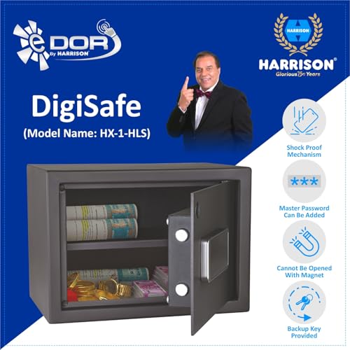 Image of Harrison Digital Safe Locker DigiSafe 15 Litres Z-102 for Home & Office with Digital keypad (Dark Grey) With free 2 padlocks 0557 | Locker for home, Safe for home