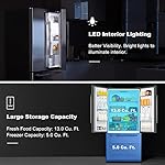 Galanz GLR18FS5S16 French Door Refrigerator with Installed Ice Maker and Bottom Freezer Adjustable Electrical Thermostat Control, Frost Free, Energy Star Certified, Stainless Steel, 18 Cu Ft - Image 4