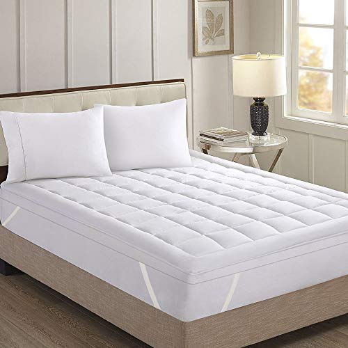 Sweet-Home-Collection-Fiber-Mattress-Topper-Hypoallergenic-Polyester-Down-Alternative-Soft-and-Comfortable-Cover-with-Anchor-Bands-King-White