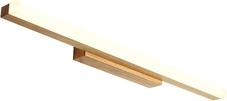 Generic Modern Wooden LED Bathroom Mirror Light Picture Wall Sconce Lamp Bathroom Lamp for Living Room Bedroom Kitchen Dining Room Bathroom,Warm Light,8W/60CM