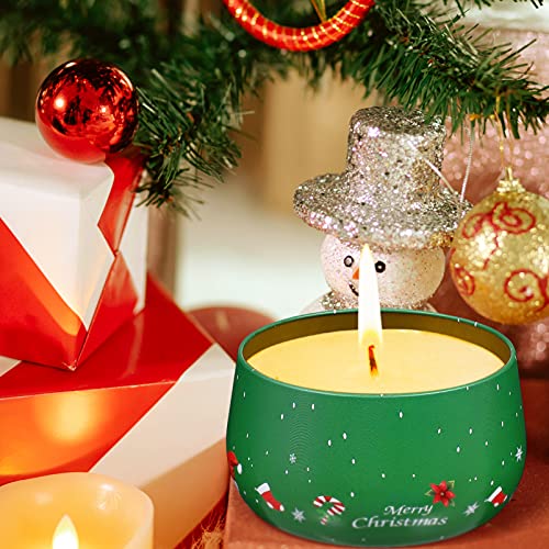 Cabilock 8Pcs Christmas Candy Tins Decorative Round Tinplate Boxes Xmas Candy Cookie Packaging Jar Candle Making Containers Party Favors For Christmas #TOP2