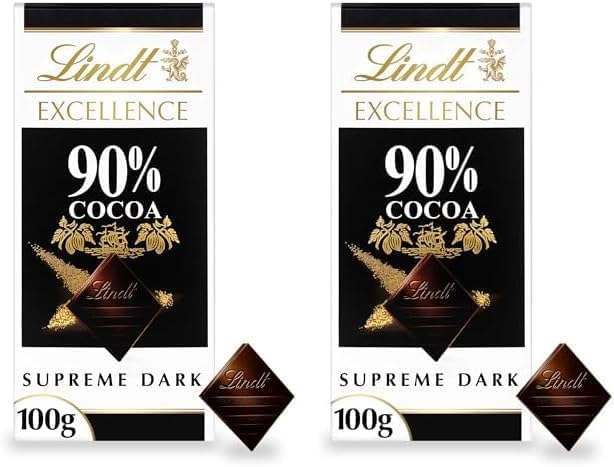 EXCELLENCE Dark 90 Percentage Cocoa dark chocolate bar, 100 g (Pack of 2)