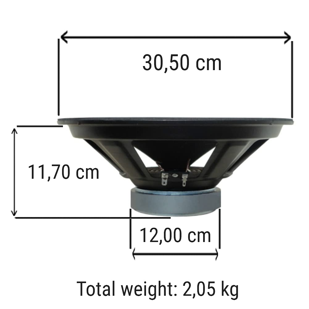 WEB 1 W-124 woofer diffusore medio basso da 30,00 cm 300 mm 12" da 125 watt rms e 250 watt max impedenza 4 ohm auto sensibilità 94 db spl, 1 pezzo + 3 adesivi omaggio