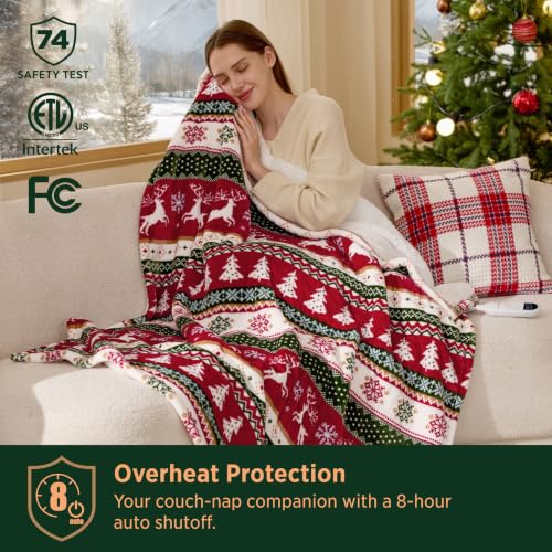 Image of Bedsure Christmas Electric Blanket Twin, Fair Isle Pattern Heated Blanket