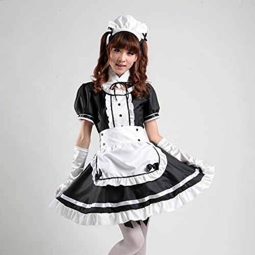 Avacostume Women's Anime Cosplay French Apron Maid Fancy Dress Costume, S, Black #TOP3