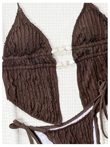 Image of RoseSeek Women's 2 Piece Boho Polka Dots Beaded Bikini Sets Sexy Swimsuits