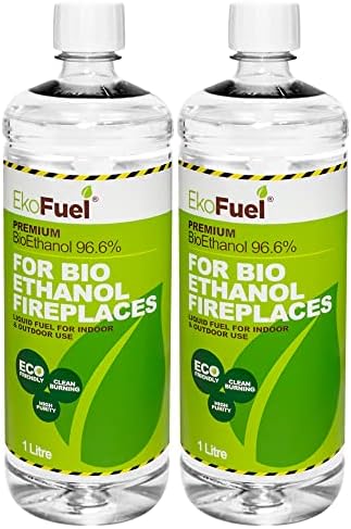 EKOFUEL (1 Litre) Premium Bioethanol Fuel  Bio Ethanol Liquid Fuel for Fires Pits, Fireplace | High Purity Clean Burning Bio Ethanol Fuel | Indoor & Outdoor Ethanol Fuel | Bioethanol Fuel Liquid