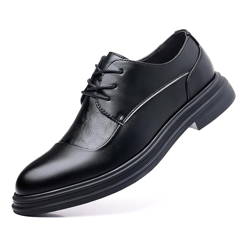 Mens Dress Shoes Leather Lace Up Business Formal Oxfords Shoes CasualTuxedo Leather Retro Lace Up Derbys Shoes