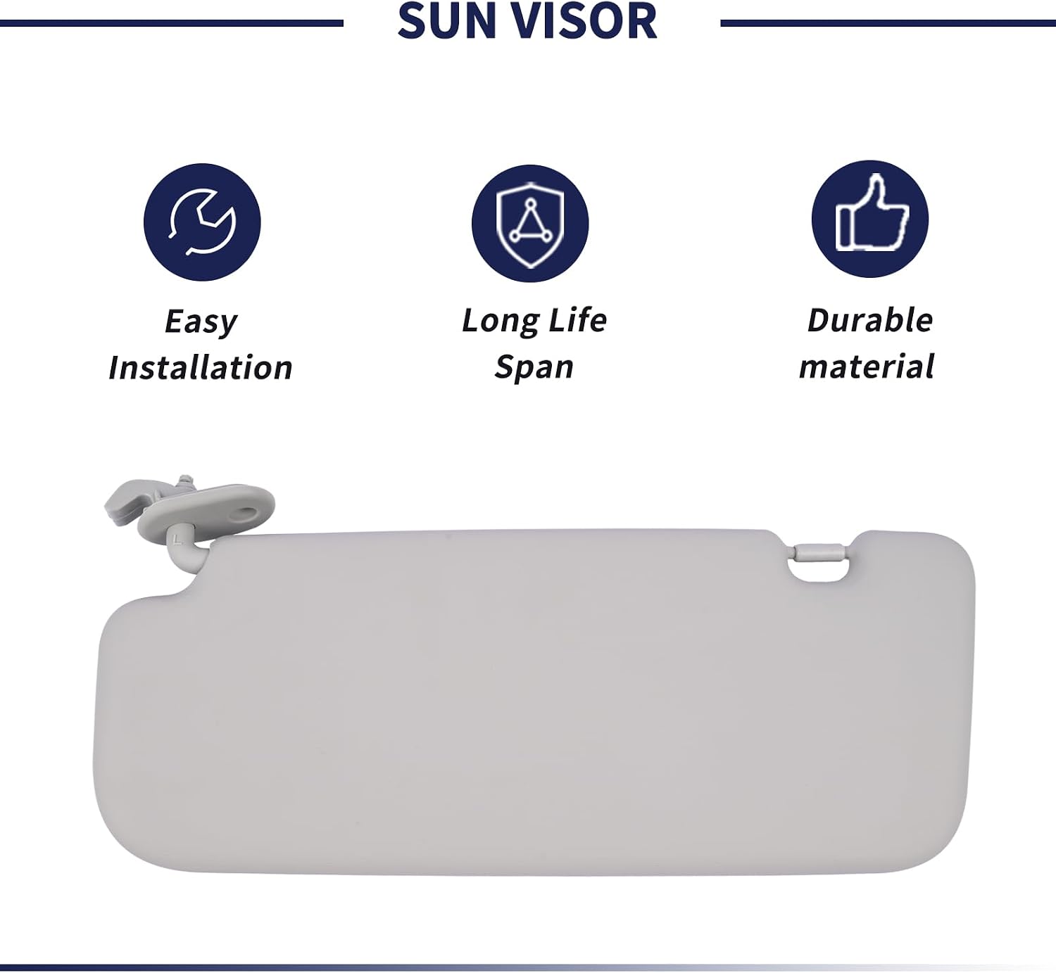Driver Side Sun Visor Fit for Hyundai Accent 1E 2011 2012 2013 2014 2015 Replace 85210-1R000 Front Left | Sun Protection Shade | Gray
