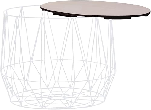 Miniatura 38 de 1 mesa auxiliar con marco de metal, mesa auxiliar blanca para sala de estar, hogar, oficina, 18.5 x 22.4 pulgadas Blanco,Negro