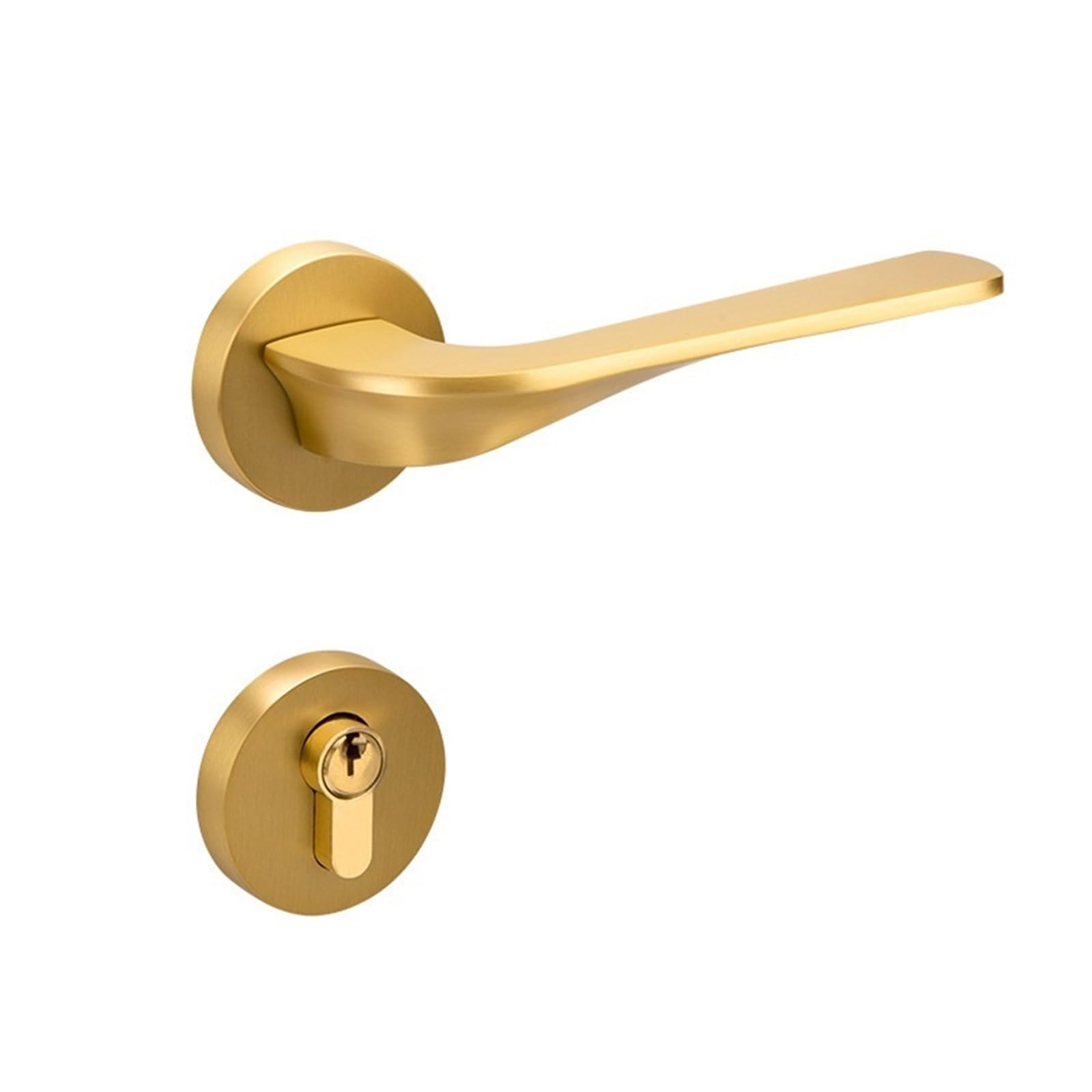 Kxaoxgrc Gold European Door Handle Set, Brass Bedroom Door Lock Handle Set, French, Multicolor