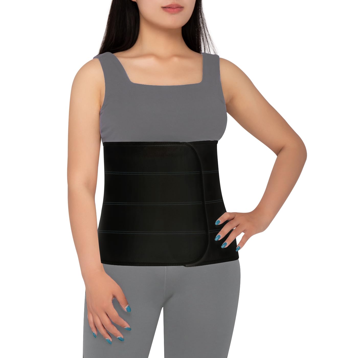 S Abdominal Binder Post Surgery for Men and Women, 12" High Postpartum Tummy Tuck Belt Provides Bariatric Stomach Compression, High Elasticity, Breathable - (60" - 75") 4 PANEL Black