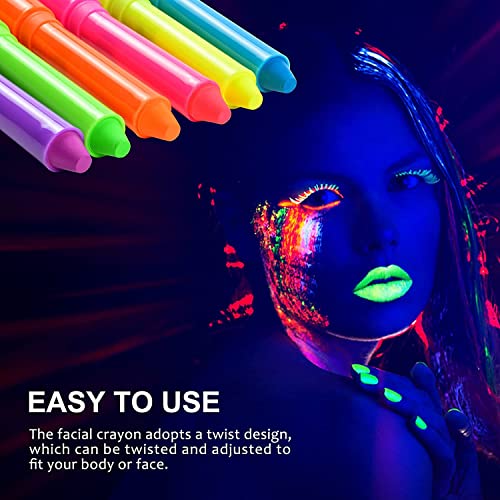 6 Pieces Glow In The Dark Paint, Glow In The Dark Face Body Paint Glow Sticks Makeup Face Painting Kits For Kids Adult, Neon Face Paint Crayons Uv Crayons Kit For Halloween And Parties (6 Colors) #TOP3