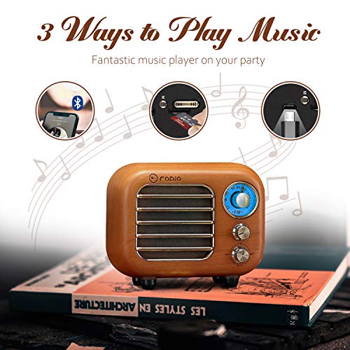 Retro Radio Vintage Bluetooth Speaker-Greadio Cherry Wooden FM Radio with Bluetooth 4.2 Connection, Old Fashioned Classic Style, Loud Volume, Good Bass Sound, TF Card/AUX in for Home, Office, Kitchen
