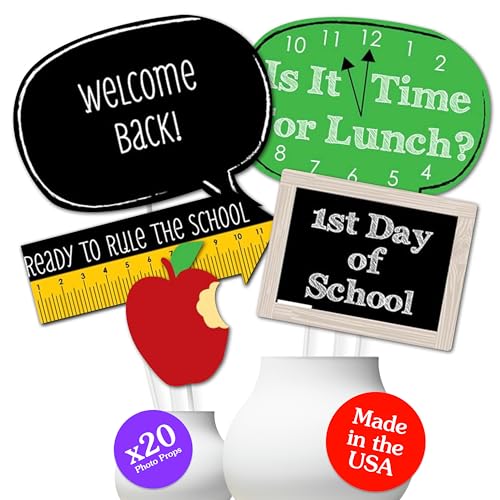 Big Dot of Happiness Classic Back to School - First Day of School Decorations and Photo Booth Props Kit - 20 Count