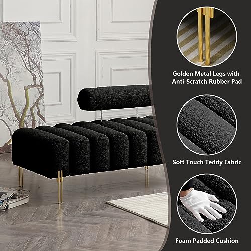 Setawix-Teddy-Fabric-Ottoman-Bench-End-of-Bed-Channel-Tufted-Bedroom-Window-Entryway-Benches-Rectangle-Sherpa-Upholstered-Living-Room-Footrest-Sofa-Stool-with-Golden-Metal-Legs-Black