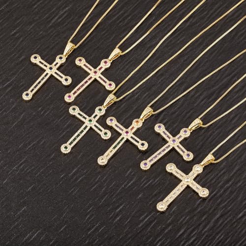 Collier croix œil pour filles, le bijou coloré anti-ternissement en zircon