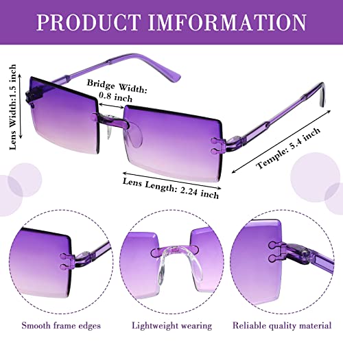 EBOOT 12 Pair Rimless Rectangle Glasses Square Y2k Sunglasses Vintage Eyewear for Women Men Retro Party Decors (Mixed Color)2