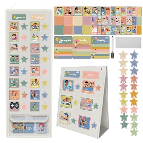 Yoink Visual Schedule for Kids with Autism – 174 Picture Cards Include Chore and Routine Chart Daily, Visual Schedule boards First and Then for home, Visual Daily Planner for Toddlers at Preschool ,White