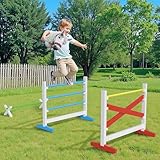 Hobby Horse Hindernisse Set aus Massivholz – Steckenpferd Parcours mit 2 Sprüngen & 1 Hürde, höhenverstellbar, Hobby Horsing Zubehör für Kinder, Indoor/Outdoor Spiel & Training
