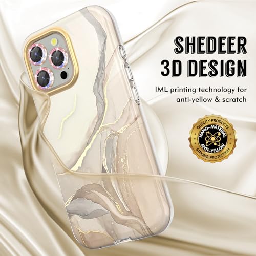 Coque iPhone 16 Pro Max SHEDEER paillettes blanche avec protection écran