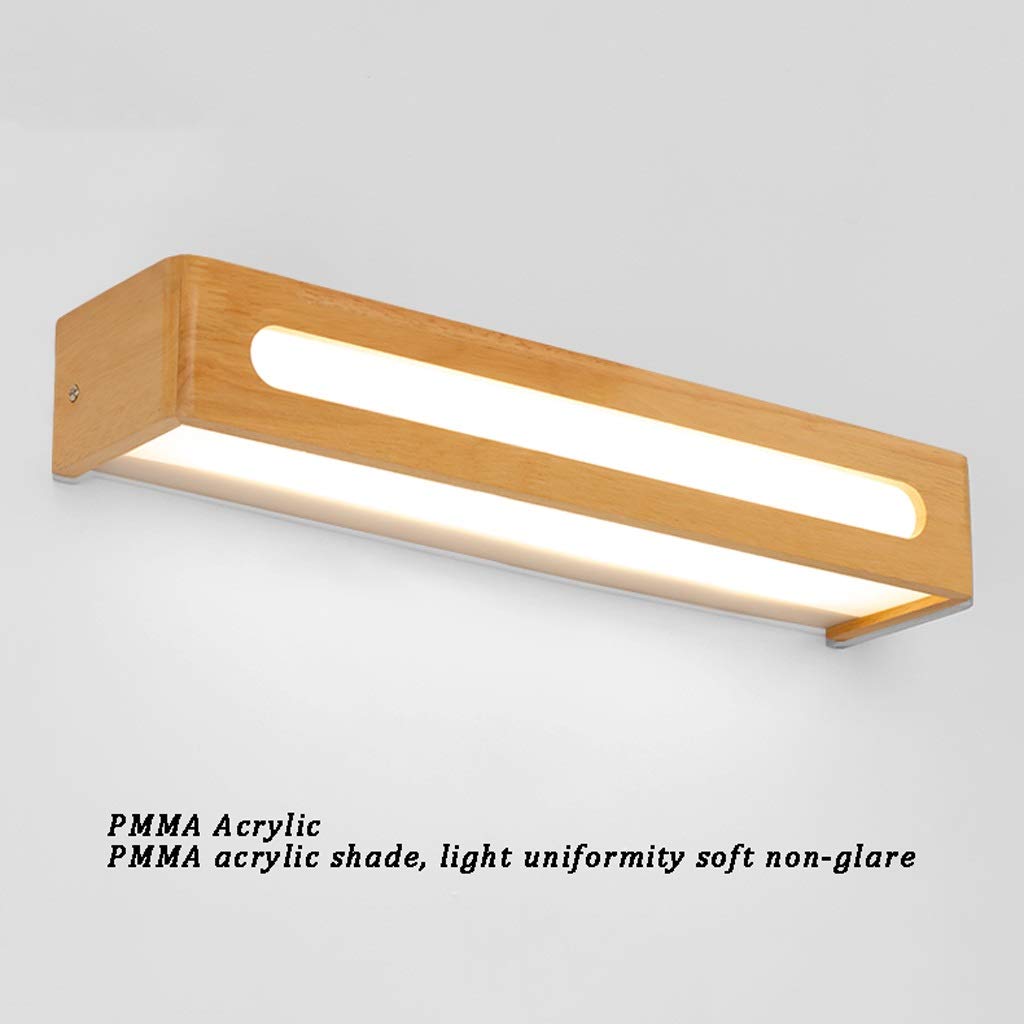 Lampa ścienna do łazienki, nordycki reflektor do lustra, prosta lampa łazienkowa, lampa do makijażu, lampa LED z lustrem z litego drewna, lampa na toaletkę, lampa ścienna