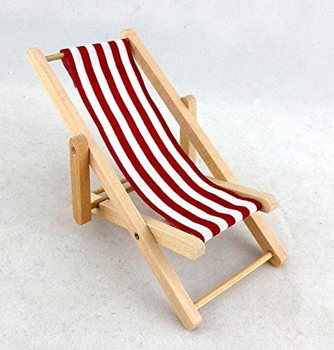 Melody Jane Dolls Houses House Miniature 1:12 Garden Beach Furniture Red Stripe Folding Deck Chair image 3