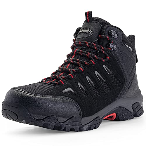 SHULOOK Men’s Waterproof Hiking Boots Non-Slip Lightweight Mid Top Ankle Boot Breathable Hiker Trekking Shoes