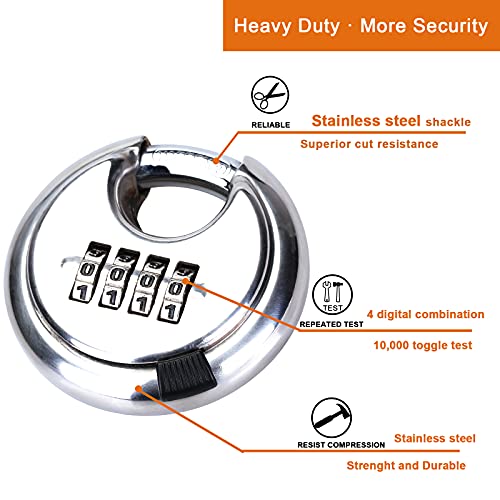 Nbyt 4 Digit Stainless Steel Combination Password Lock With Hardened Steel Shackle Combo Padlock Outdoor Waterproof For Sheds, Locker,Storage Unit, Gym And Fence #TOP2