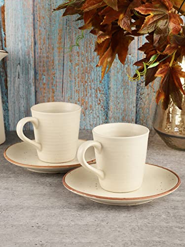 Image of Miah Decor Ceramic Coffee Mugs Set with Serving Platter, Handmade Stoneware