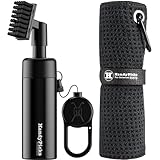 Handy Picks Golf-Wasserbürste – verstärkter Bürstenkopf – 160 ml Pumpe, Strahlwasser – strapazierfähiger, einziehbarer Magnetclip und Premium-Mikrofaser-Golf-Handtuch – das ideale