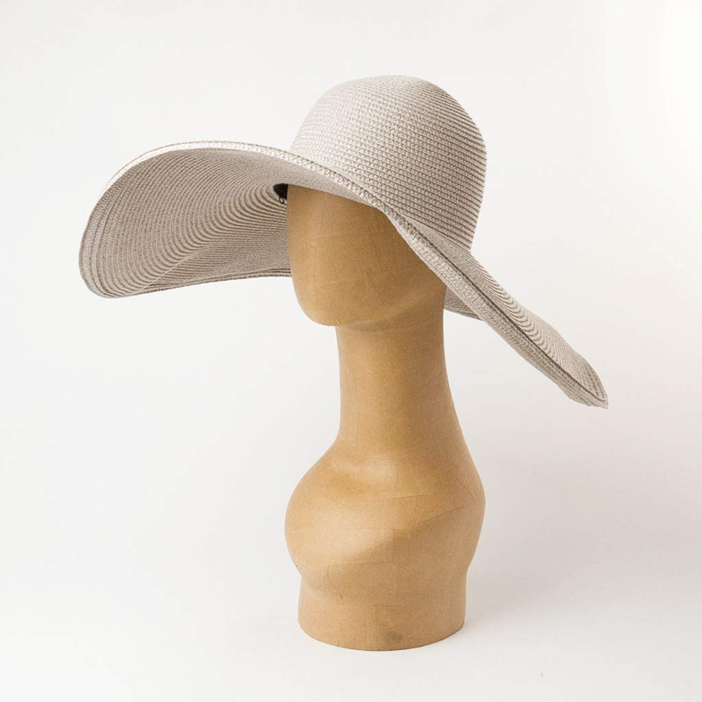 Eleganter Sonnenhut für Damen, Vintage-Stil, Derby, 17,8 cm, große super breite Krempe, schlicht, einfarbig, UV-Schutz, Strandkleid, Sonnenhut, Damen, Vintage