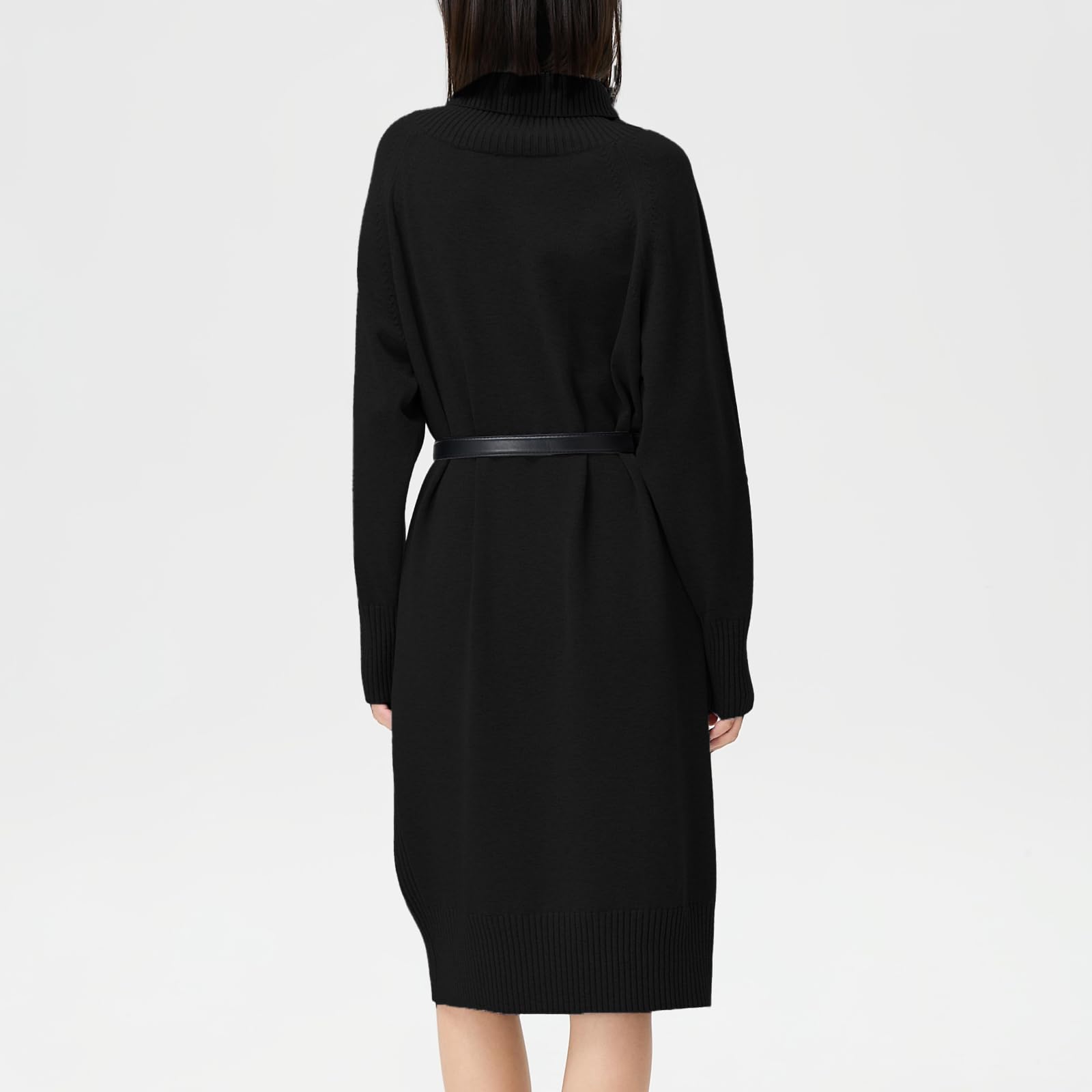 Robe pull pour femme col roulé d'hiver avec ceinture ou cordon | Robe en tricot douce à manches longues | Élégant décontracté | 5 couleurs | S/M - L/XL