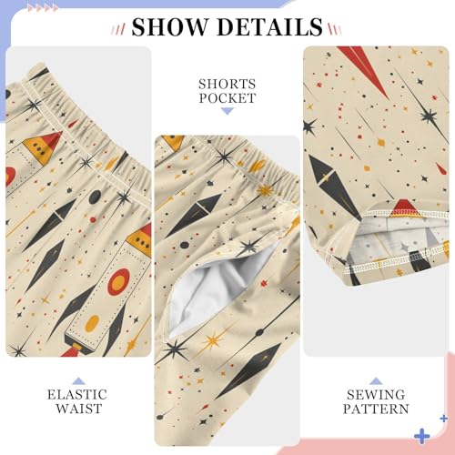 Pajama Pants Sleep Pants Soft Elastic Waist Pajama Lounge Pants Rocket Pattern for 6-14 Years Old4