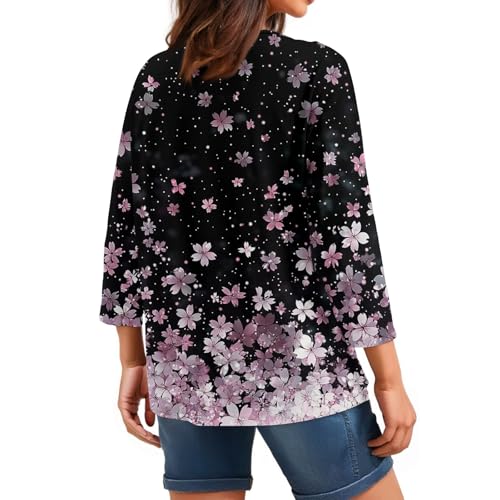 HTHLVMD Womens 3/4 Length Sleeve Tunic Tops Summer Fall Outfits 2025 Three Quarter Sleeve Casual V Neck T Shirts for Women