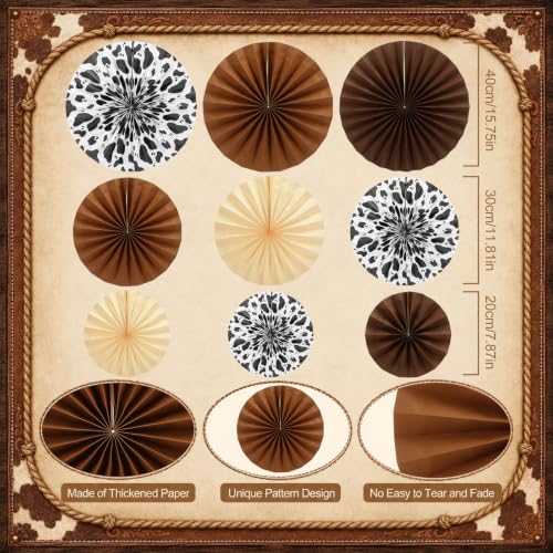 Image of Outus Party Decor Paper Fans Hanging Wall Decor,9 Pcs,Cowboy