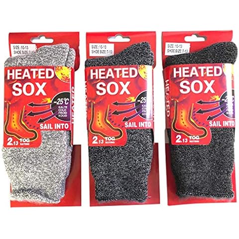 NY GOLDEN FASHION 3 Pairs Men Heated Mega Thermo Thermal Insulated Crew Socks 2.3 Tog Rating Fur Lined (Mixed Color 3 Pairs) Cover