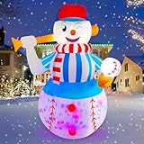 SEASONBLOW 6 FT LED Light Up Inflatable Christmas Baseball Snowman Decoration for Yard Lawn Garden Home Party Indoor Outdoor