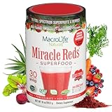 MacroLife Naturals Miracle Reds Superfood Powder 19 Blended Fruit & Berry Polyphenols Enzymes Probiotics & Antioxidants Supplement - Raw Non-GMO & Vegan Whole Food Vitamins - 30 Servings