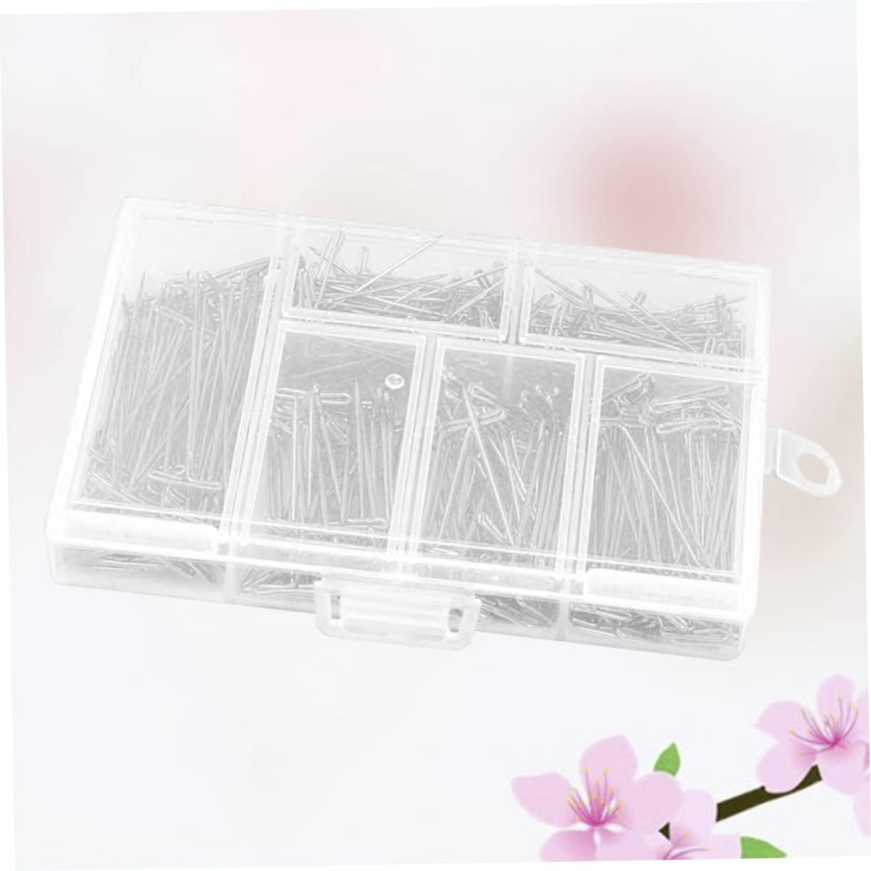 Wig Model T-pin Set 450pcs Stainless Steel T-pins 5 Sizes (27mm-53mm) Plastic Storage Box