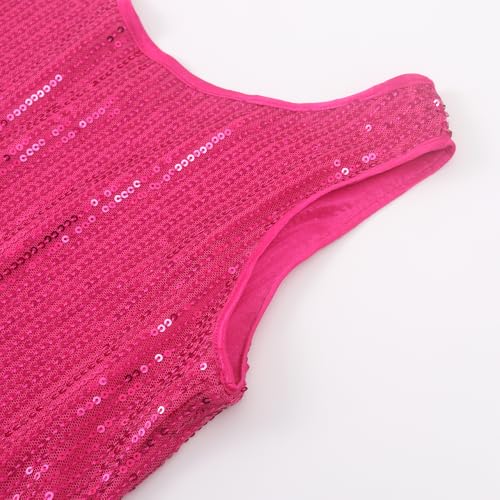 Image of Noomelfish Girls Sequin Tank Tops Sparkly Glitter Dance Sleeveless Shirt (5-12 Years)